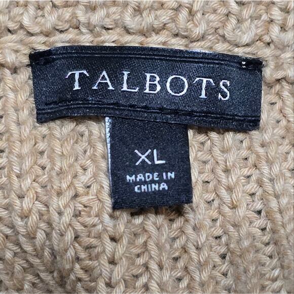 Talbots 100% Cotton Tan and Ivory Striped Shaker Knit Sweater Size XL - Picture 7 of 7
